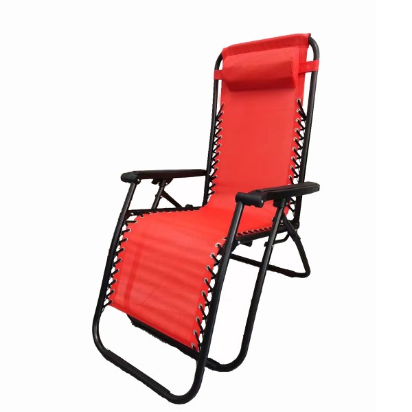 დასაკეცი სკამ-შეზლონგი RELAX - წითელი/ნაცრისფერი (110კგ)