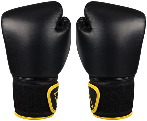 ბოქსის ხელთათმანი AVENTO 8oz black PU leather PE-lining EVAsilicone-filling