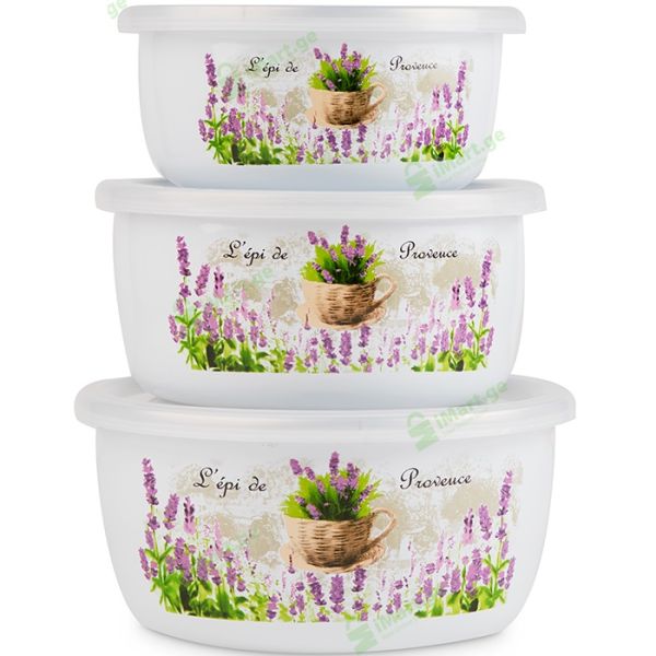 ემალის კონტეინერების ნაკრები ARSHIA 14-16-18სმ 0,85-1,3-2ლტ 3ც 3933A