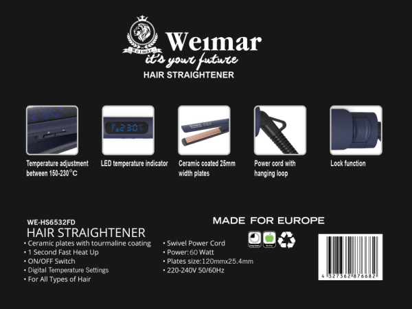 თმის უთო Weimar WE‑HS6532FD